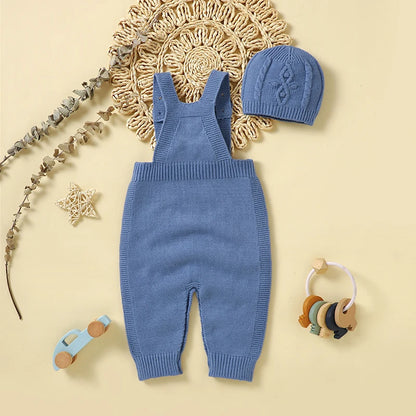 2 Pieces Knitted Sleeveless Overalls