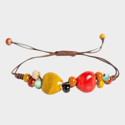 Ceramic Heart Bracelet with Adjustable Cord