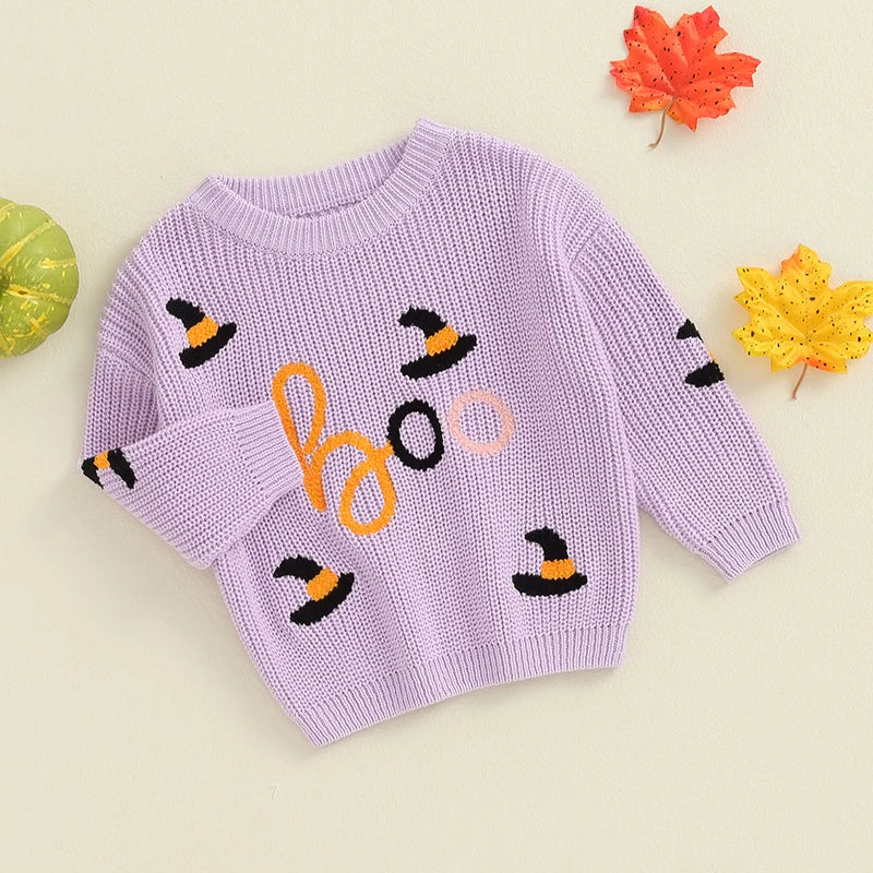 Halloween Embroidery Knitted Sweater