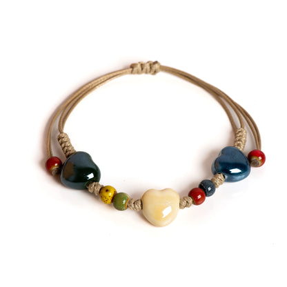 Ceramic Heart Bead Bracelet