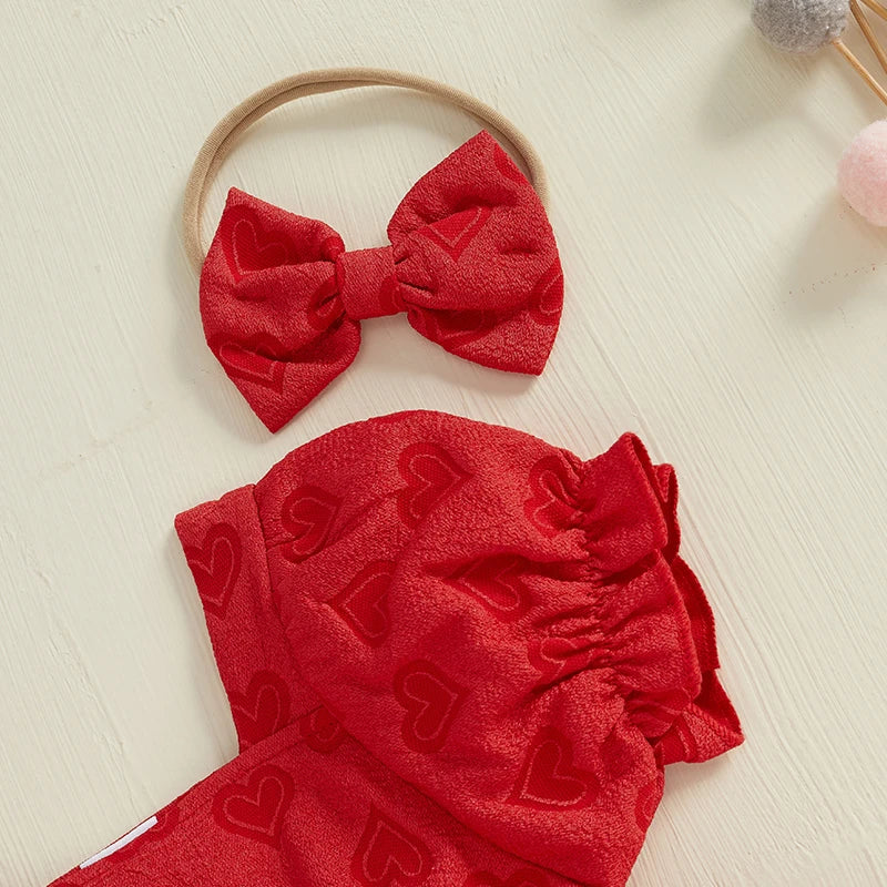 Robe barboteuse à manches courtes bouffantes, col carré avec bandeau à nœud