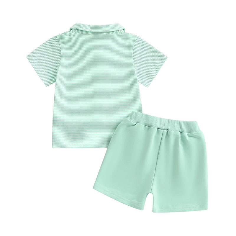 Summer Outfits Golf Embroidered Stripe Outfit