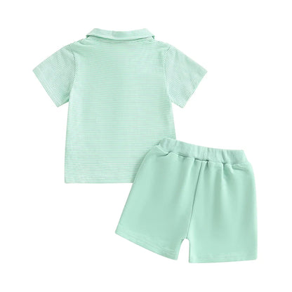 Summer Outfits Golf Embroidered Stripe Outfit