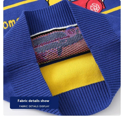 Gilet tricoté à col en V motif dinosaure Workmanship™