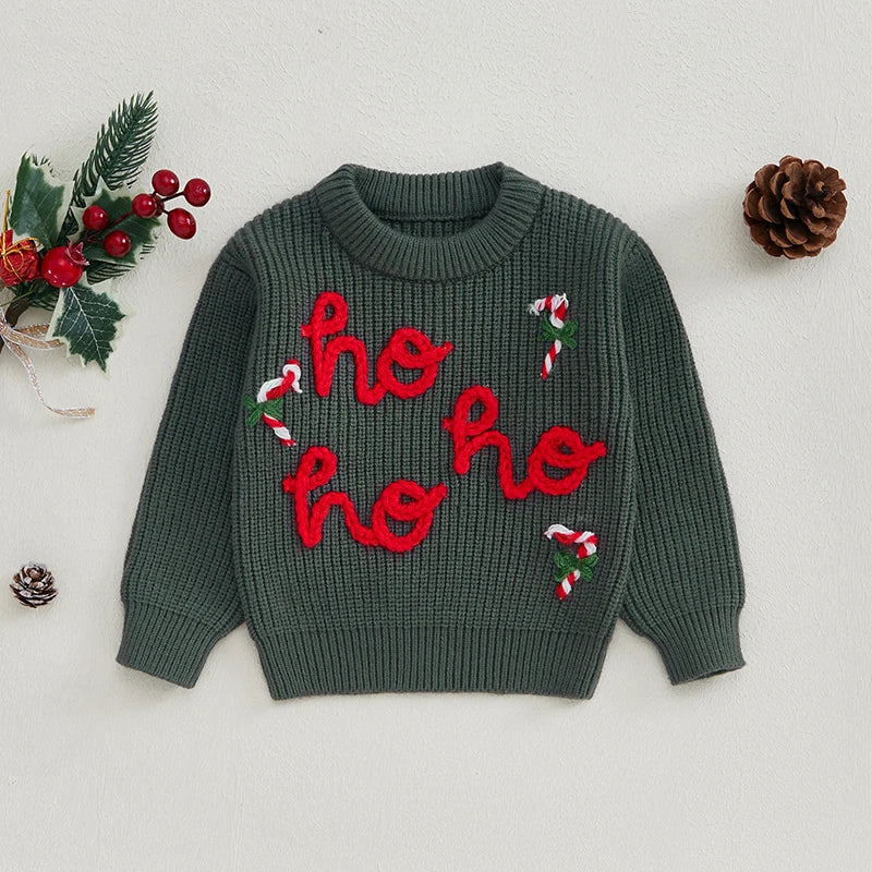 Embroidery Christmas Sweaters Long Sleeve O Neck