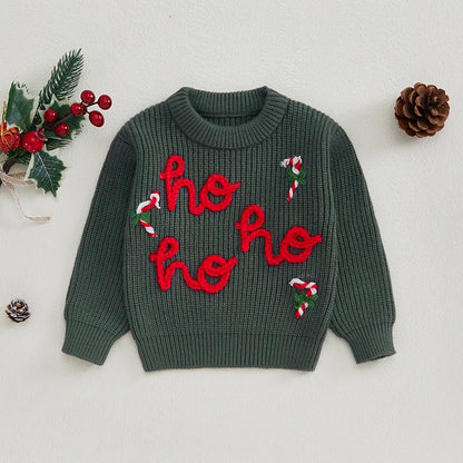 Embroidery Christmas Sweaters Long Sleeve O Neck