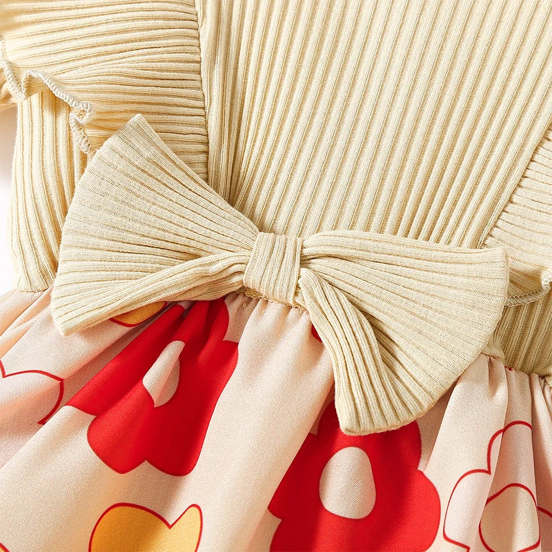 Floral Knit Dress with Bow