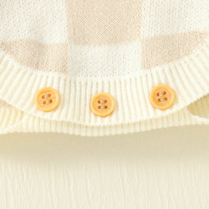 Checkered Knitted Sunsuit Top