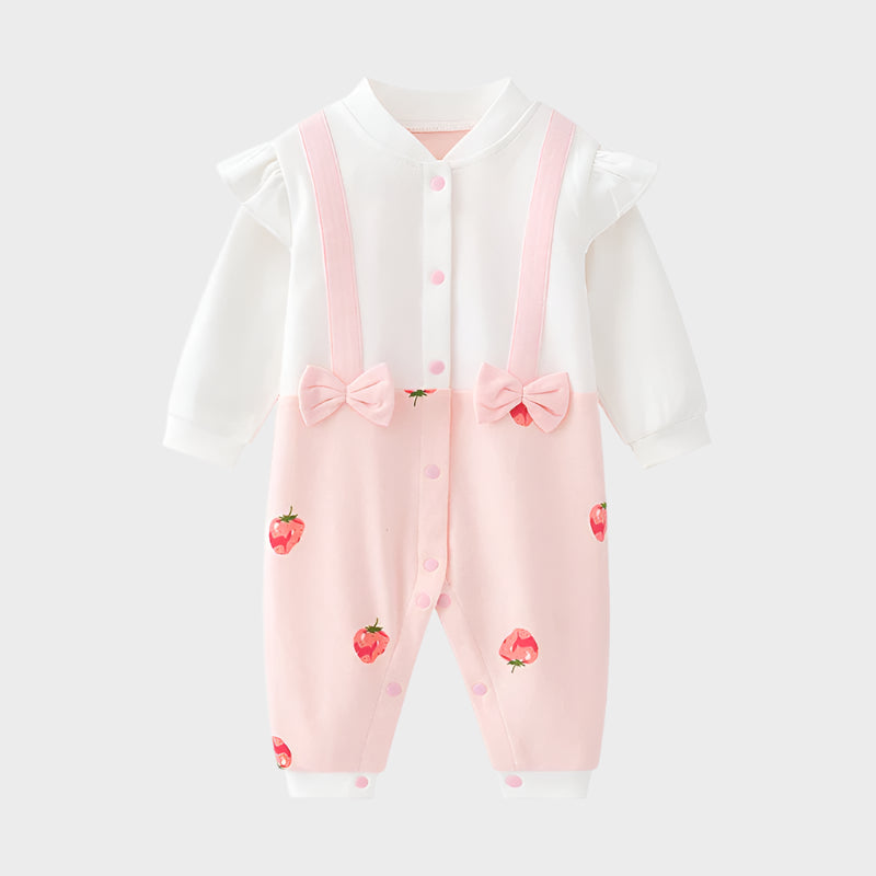 Single Breasted Straw Berry Jumpsuit