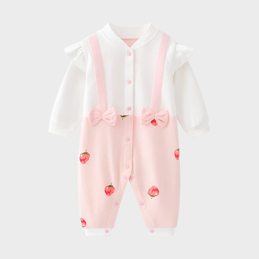 Single Breasted Straw Berry Jumpsuit