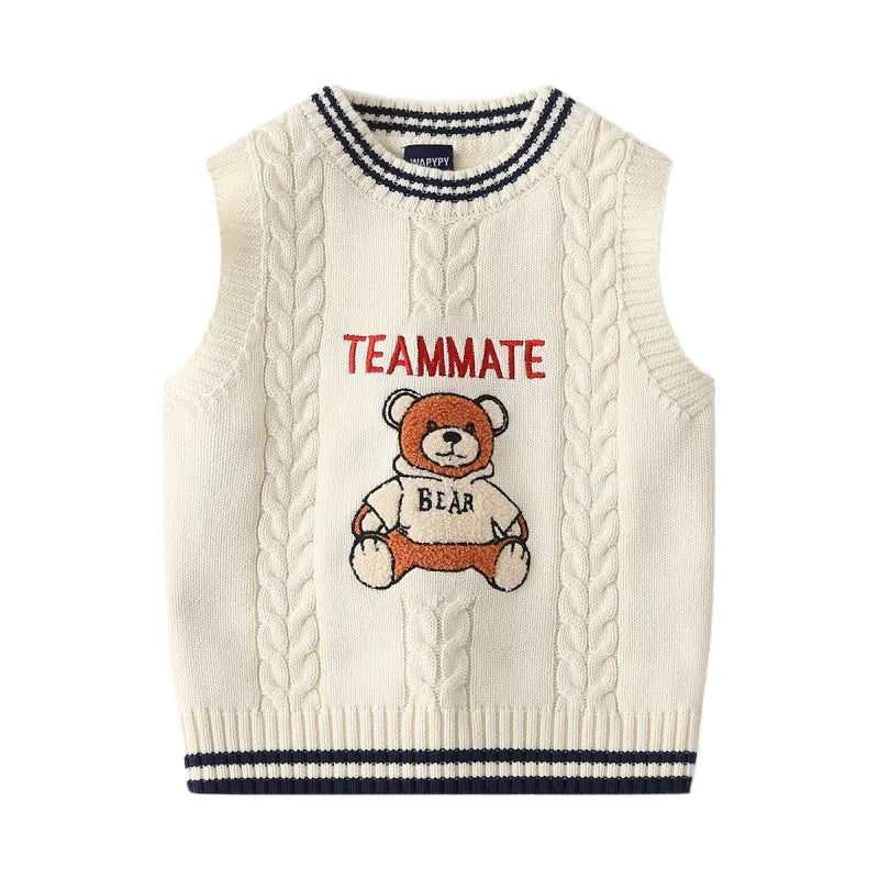 Gilet en tricot brodé dessin animé WAPYPY™ Pulls sans manches