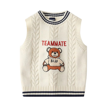 Gilet en tricot brodé dessin animé WAPYPY™ Pulls sans manches