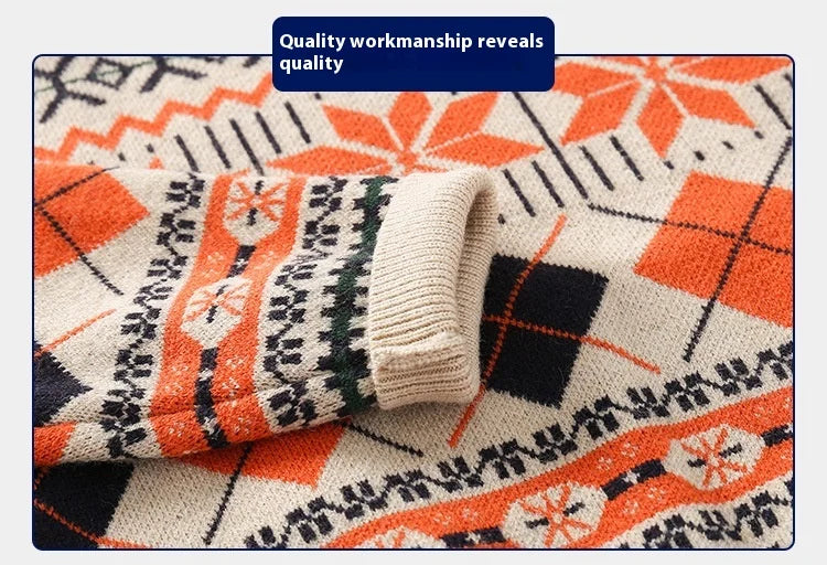 Pull tricoté à manches longues à carreaux et flocons de neige Workmanship™