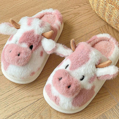 Pallene Cow milk Fuzzy Slippers