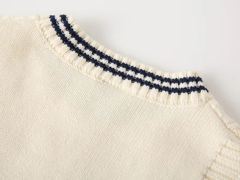 Gilet en tricot brodé dessin animé WAPYPY™ Pulls sans manches