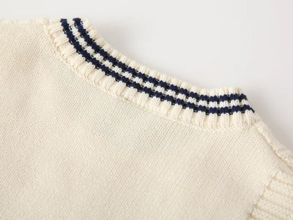 Gilet en tricot brodé dessin animé WAPYPY™ Pulls sans manches