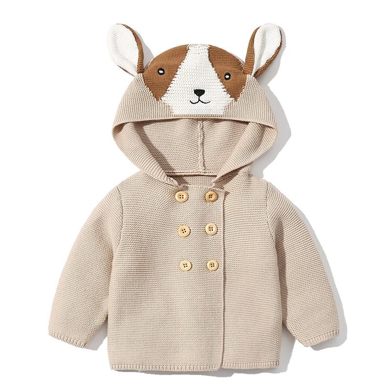Knitted Hooded Cartoon Cardigan