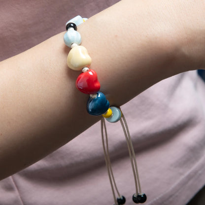 Ceramic Heart Bead Bracelet