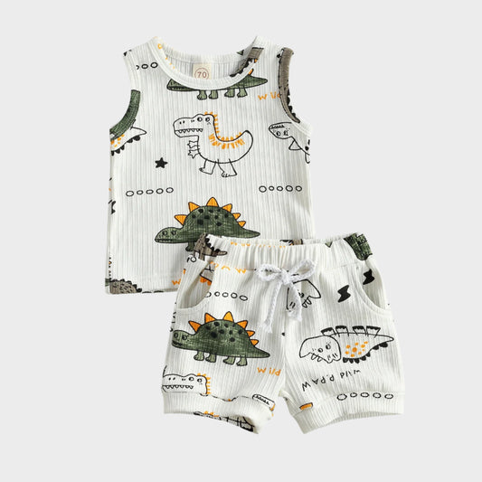 2 Piece Summer Sleeveless Dinosaur Set