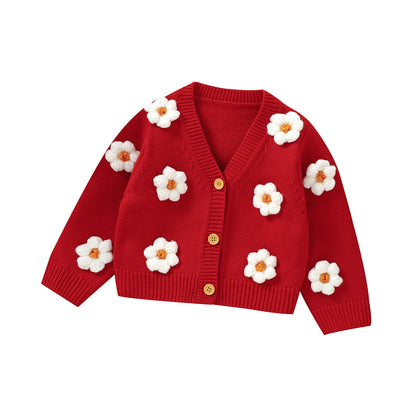 Floral V-neck Single Breasted Cardigan