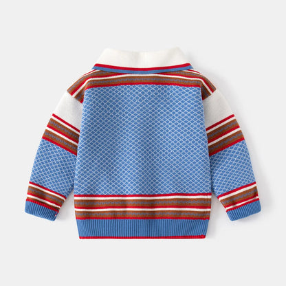 Collar Striped Long Sleeve Sweater