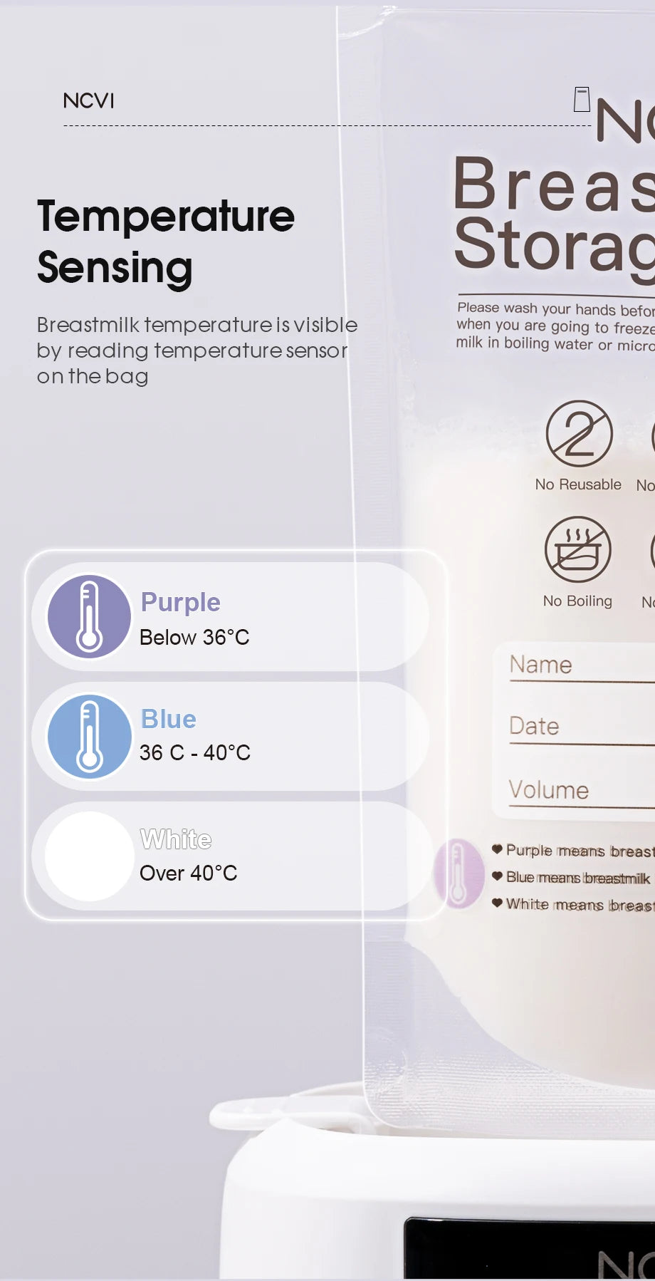 Sacs de conservation du lait maternel NCVI, sacs de congélation de lait de 200 ml pour l'allaitement