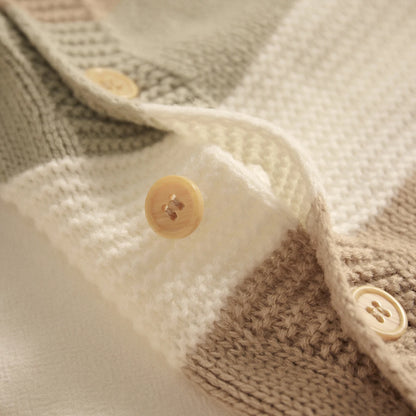 Knitted Long Sleeve Striped Jumpsuit