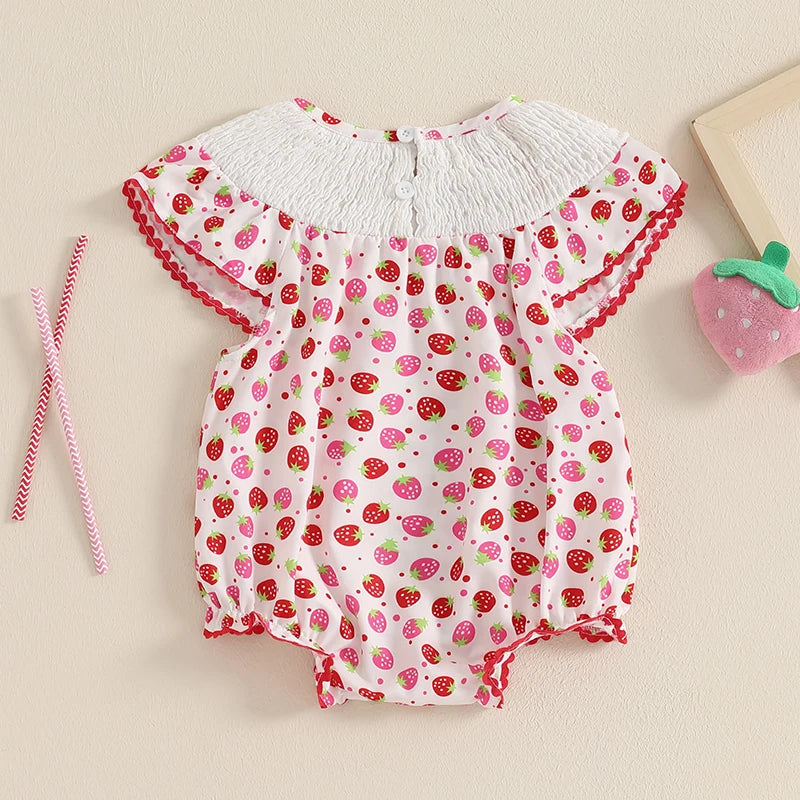 Fly Sleeve Ruffle Watermelon Rompers
