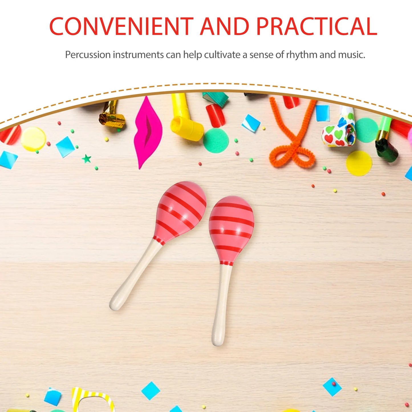 2 Pieces Wooden Hammer Maraca Shaker