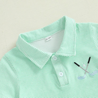Summer Outfits Golf Embroidered Stripe Outfit