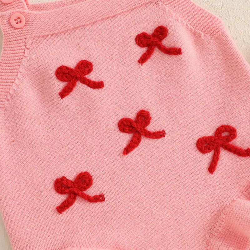 Sleeveless Bow Embroidery Knit