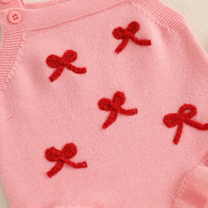 Sleeveless Bow Embroidery Knit