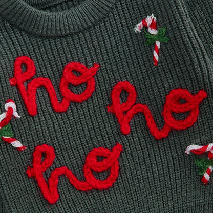 Embroidery Christmas Sweaters Long Sleeve O Neck