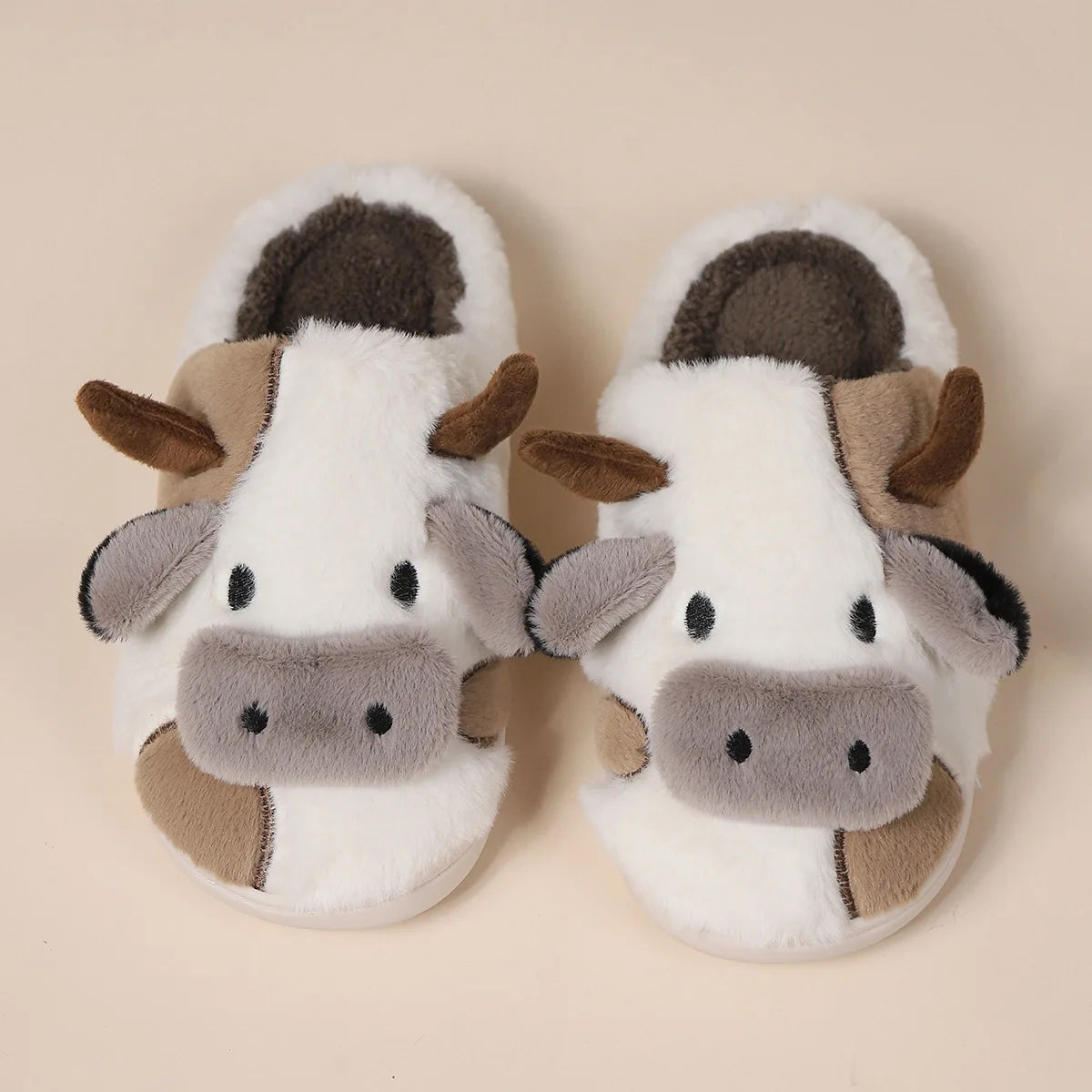 Pallene Cow milk Fuzzy Slippers