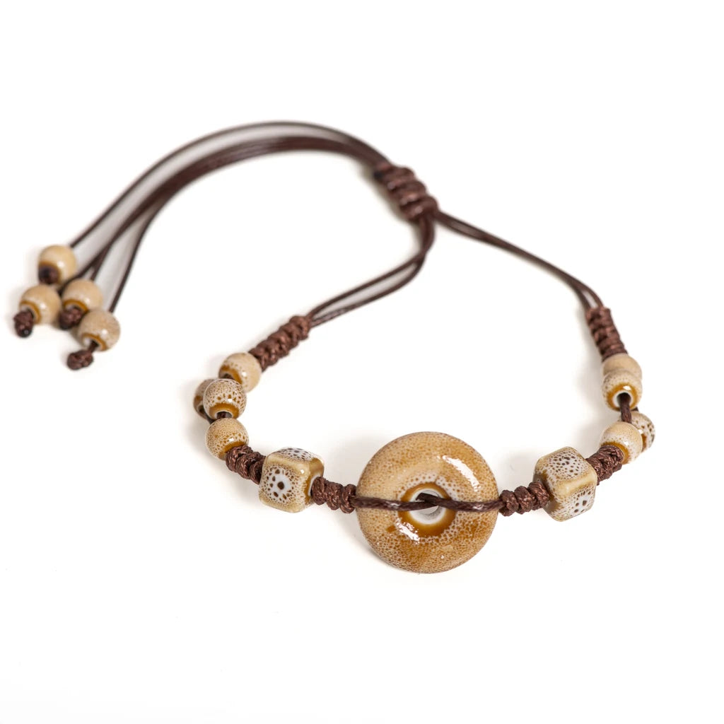 Glazed Ceramic Peace Buckle Bracelet