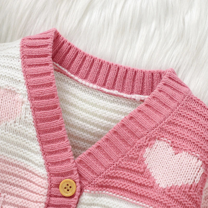 Heart-shaped V-neck Baby Cardigan