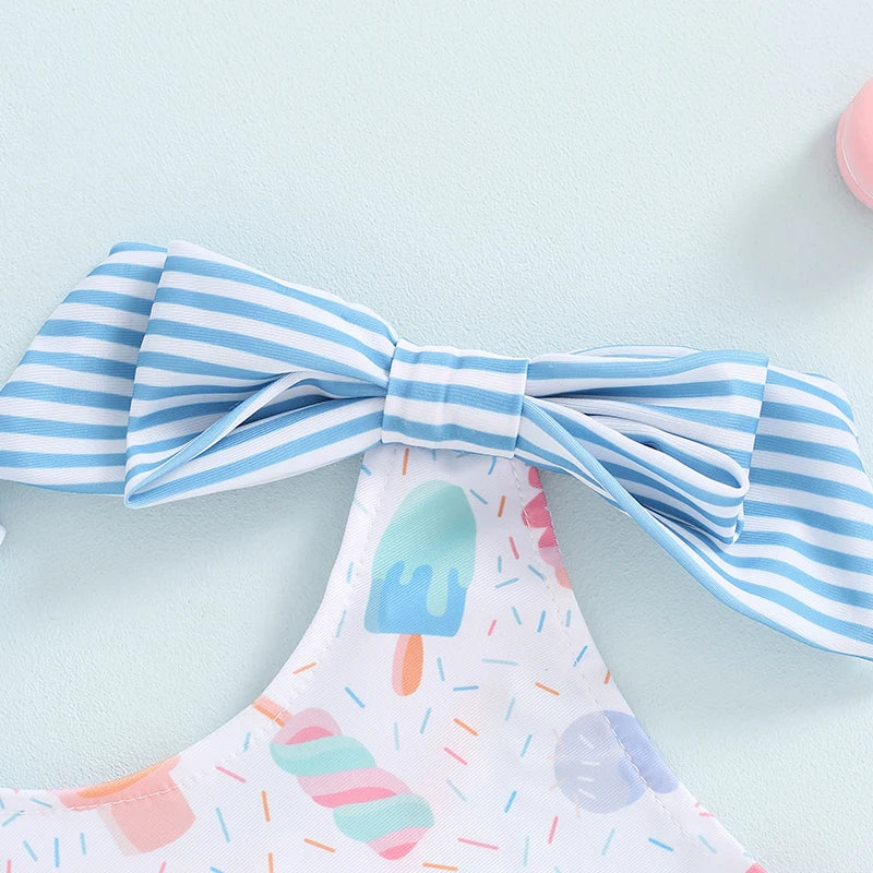 Sleeveless Floral Ruffle Swimwear