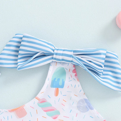 Sleeveless Floral Ruffle Swimwear