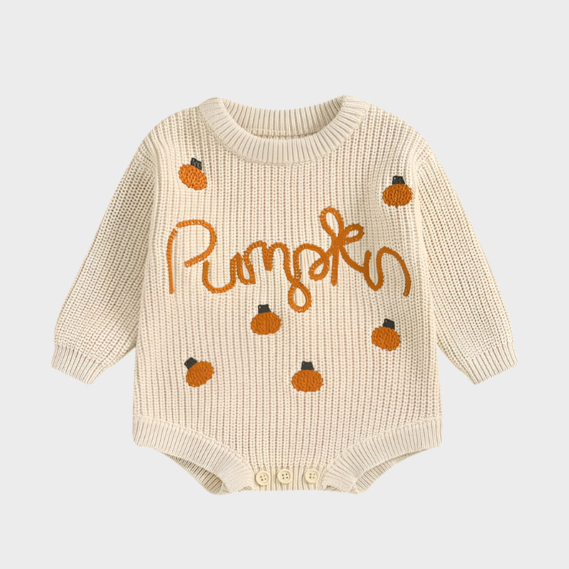 Combinaison pull décontractée avec broderie de lettres citrouilles