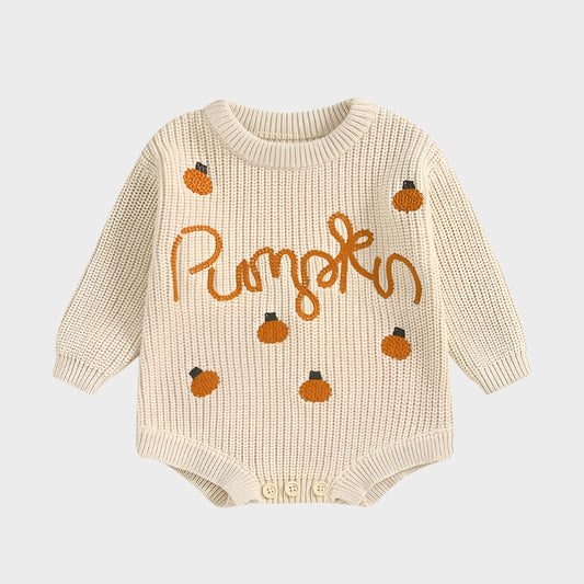 Combinaison pull décontractée avec broderie de lettres citrouilles