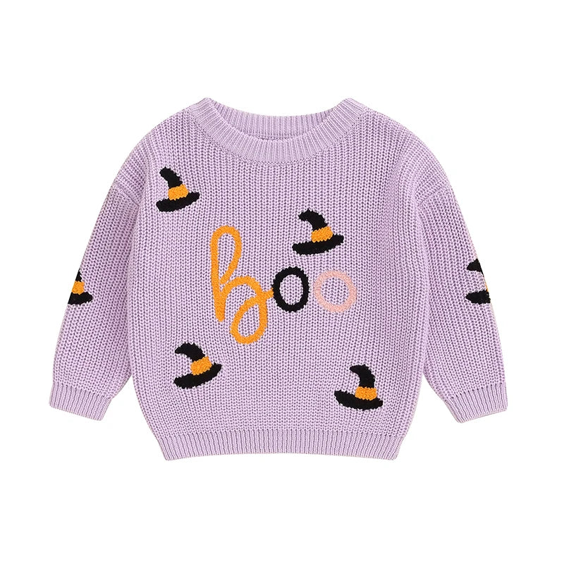 Halloween Embroidery Knitted Sweater
