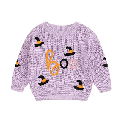 Halloween Embroidery Knitted Sweater