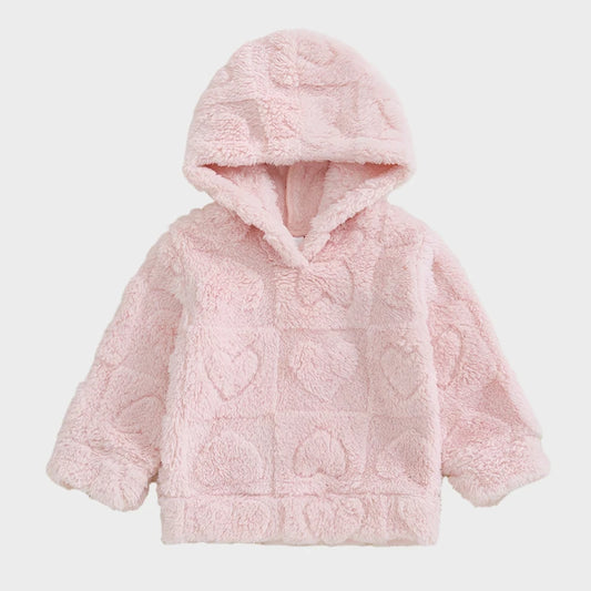 Winter Plush Hooded Heart Long Sleeve Hoodie