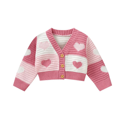 Heart-shaped V-neck Baby Cardigan