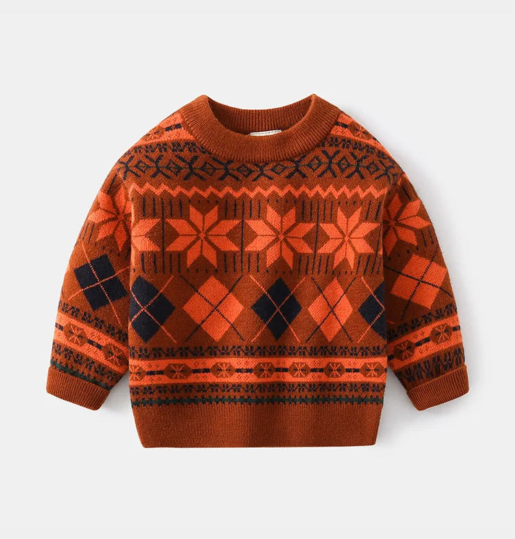 Pull tricoté à manches longues à carreaux et flocons de neige Workmanship™