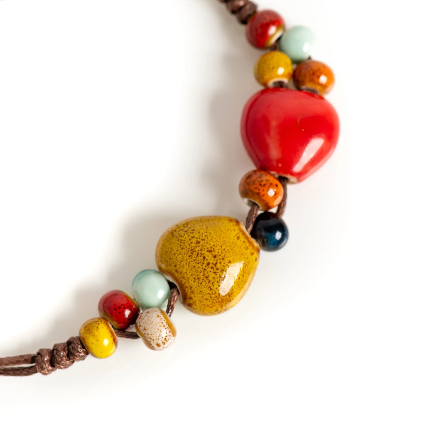 Ceramic Heart Bracelet with Adjustable Cord