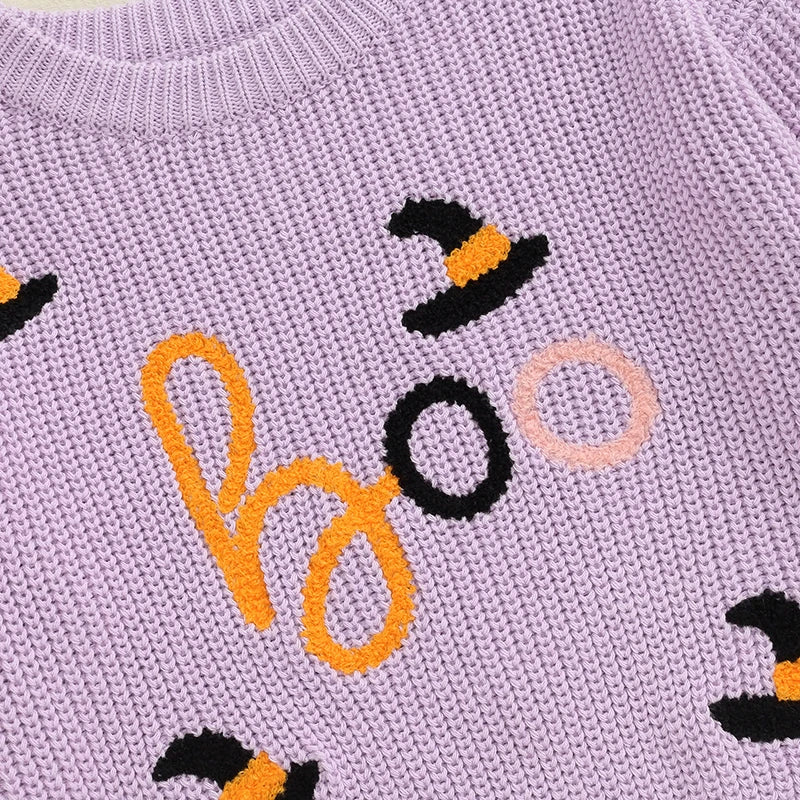 Halloween Embroidery Knitted Sweater