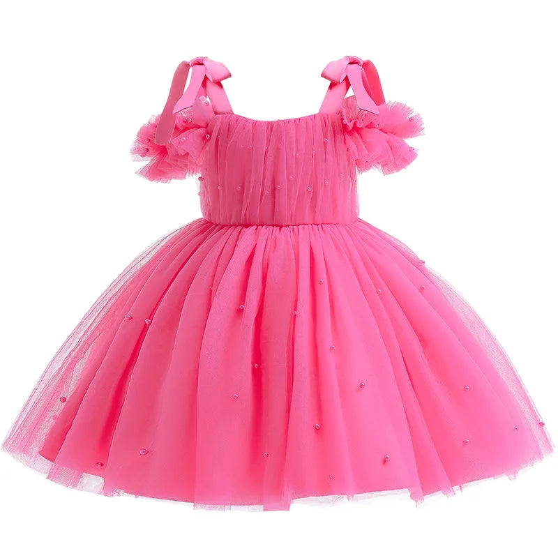 Mesh Bow Sling Baby Dress