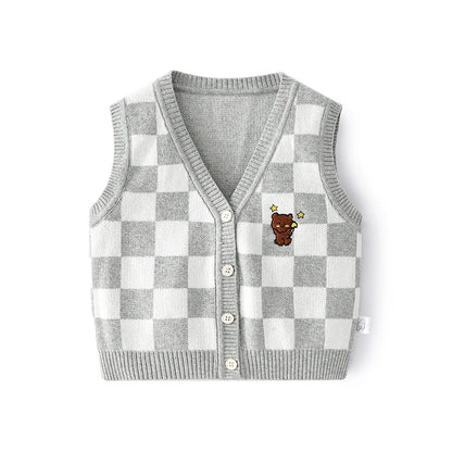 Breasted Bear Knitted Cherry Vest Knitwear
