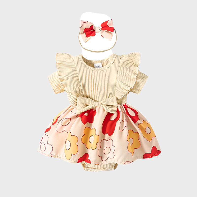 Floral Knit Dress with Bow